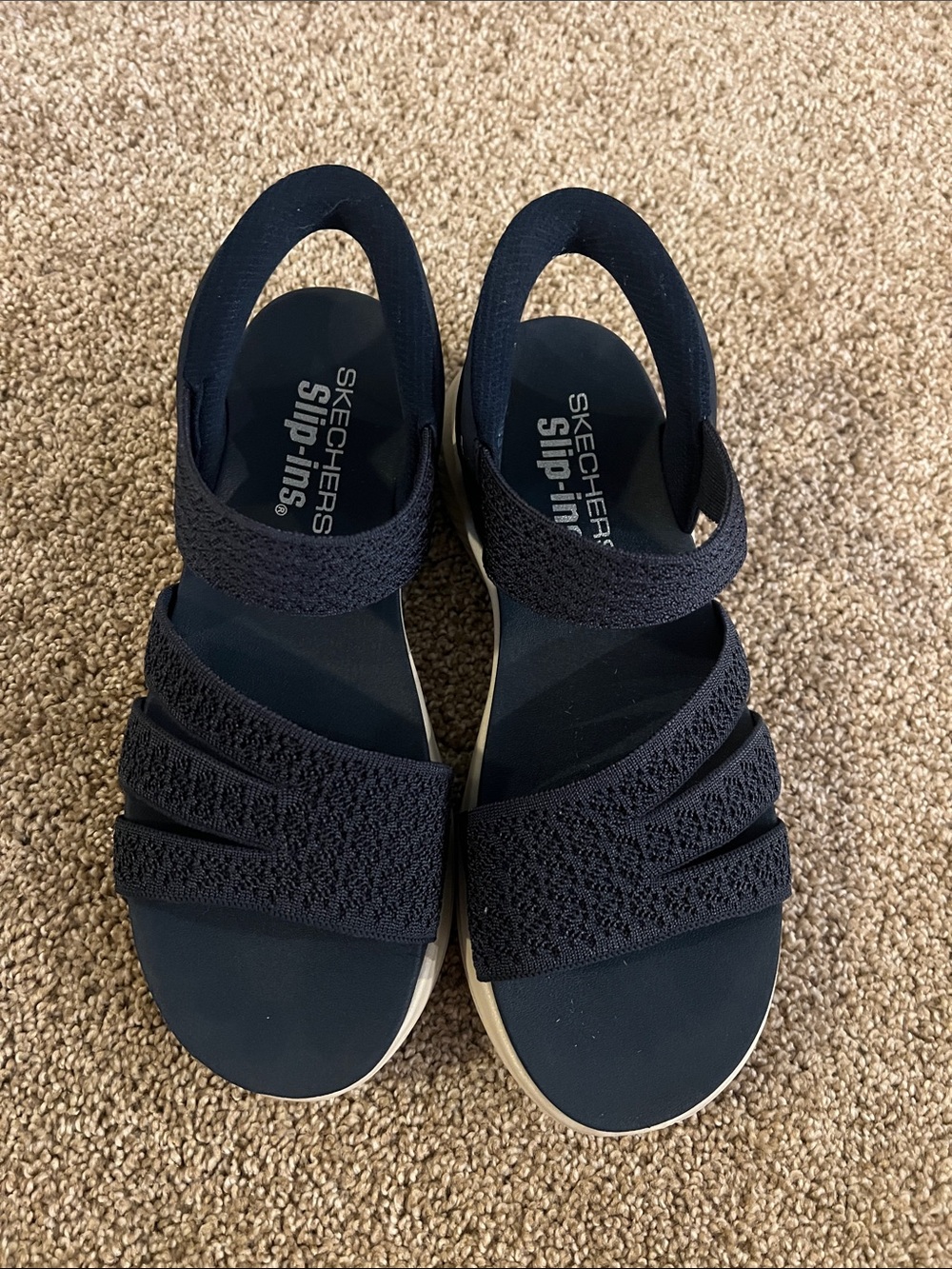 Skechers Ultra Flex Pretty Combo Navy Slip-On Strappy Sandals